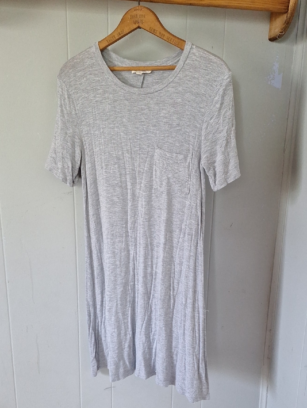 Zenana Outfitters Light Heather Gray Pocket Tee Dress